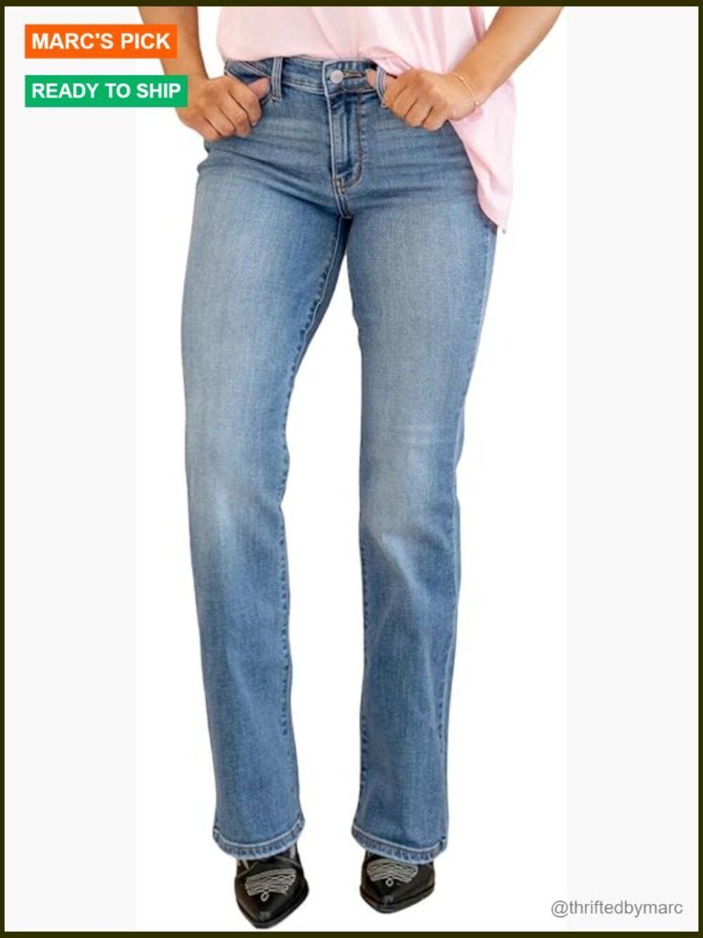 Mid Rise Bootcut Jeans, Stretchy Cotton, 32 Inseam, Regular Fit